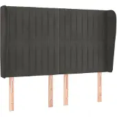 vidaXL Hoofdbord met randen 147x23x118/128 cm fluweel donkergrijs