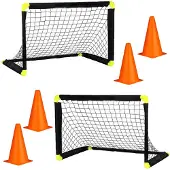 Sportx 2x voetbal goals/doelen set met 4 oranje pionnen - Voetbaldoel