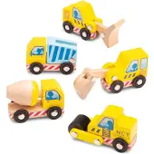 New Classic Toys Houten Mini Bouwvoertuigen / Constructie Voertuigen Set - Speelgoed Auto - Speelgoedvoertuig - 5 Auto's