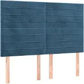 vidaXL Hoofdbord donkerblauw 144x5x118/128 cm fluweel