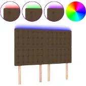 vidaXL Hoofdbord LED 144x5x118/128 cm stof donkerbruin