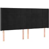 vidaXL Hoofdbord met randen 203x16x118/128 cm fluweel zwart