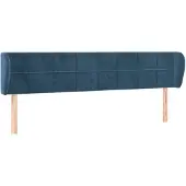 vidaXL Hoofdbord met randen 203x23x78/88 cm fluweel donkerblauw