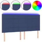 vidaXL Hoofdbord LED 160x5x118/128 cm stof blauw