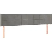 vidaXL Hoofdbord met randen 203x16x78/88 cm fluweel lichtgrijs