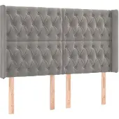 vidaXL Hoofdbord met randen 147x16x118/128 cm fluweel lichtgrijs