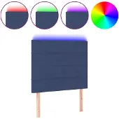 vidaXL Hoofdbord LED 100x5x118/128 cm stof blauw
