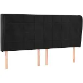 vidaXL Hoofdbord met randen 203x23x118/128 cm fluweel zwart