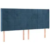 vidaXL Hoofdbord met randen 203x16x118/128 cm fluweel donkerblauw