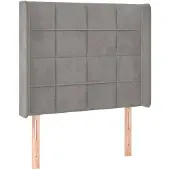vidaXL Hoofdbord met randen 93x16x118/128 cm fluweel lichtgrijs