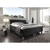 Beddenbriljant Boxspring Bravo - 180 x 220 cm - Luxe Pocketvering - Stof Zwart - Inclusief Topmatras - 2-Persoons
