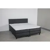 Beddenbriljant Boxspring Bravo - 160 x 200 - Pocketvering - Skai Zwart - Inclusief Topmatras - 2-Persoons