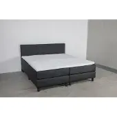Beddenbriljant Boxspring Bravo - 200 x 210 cm - Luxe Pocketvering - Skai Zwart - Inclusief Topmatras - 2-Persoons
