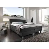 Beddenbriljant Boxspring Bravo - 180 x 210 cm - Luxe Pocketvering - Stof Antraciet - Inclusief Topmatras - 2-Persoons