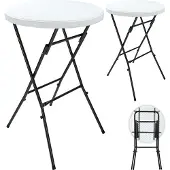 Casaria Statafel Set van 2 Wit Plastic Ø72cm Opvouwbaar