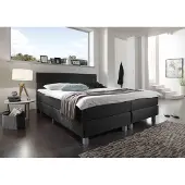 Beddenbriljant Boxspring Bravo - 80 x 200 cm - Luxe Pocketvering - Stof Zwart - Inclusief Topmatras - 1-Persoons