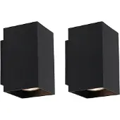 QAZQA Set van 2 moderne wandlampen zwart vierkant 2-lichts - Sandy