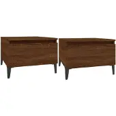 vidaXL Bijzettafels 2 st 50x46x35 cm bewerkt hout bruin eikenkleur
