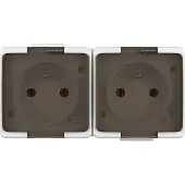 ABC-led Dubbele stopcontact waterdicht - Met penaarde - Opbouw