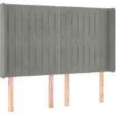 vidaXL Hoofdbord met randen 147x16x118/128 cm fluweel lichtgrijs