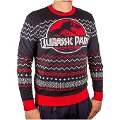 COTTON DIVISION Jurassic Park - Ugly Jurassic Logo Christmas Sweater S