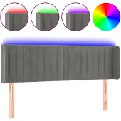 vidaXL Hoofdbord LED 147x16x78/88 cm fluweel lichtgrijs