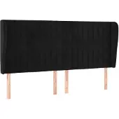 vidaXL Hoofdbord met randen 183x23x118/128 cm fluweel zwart