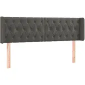 vidaXL Hoofdbord met randen 147x16x78/88 cm fluweel donkergrijs