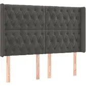vidaXL Hoofdbord met randen 147x16x118/128 cm fluweel donkergrijs