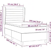vidaXL Boxspring met matras stof taupe 90x190 cm