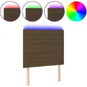 vidaXL Hoofdbord LED 80x5x118/128 cm stof donkerbruin
