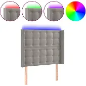 vidaXL Hoofdbord LED 103x16x118/128 cm fluweel lichtgrijs