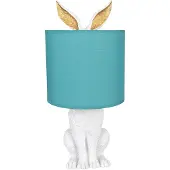Clayre & Eef Tafellamp Konijn Ø 20x43 cm Wit Groen Kunststof Bureaulamp Wit Bureaulamp
