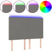 vidaXL Hoofdbord LED 144x5x118/128 cm stof donkergrijs