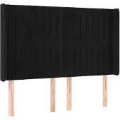 vidaXL Hoofdbord met randen 147x16x118/128 cm fluweel zwart
