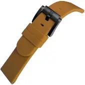 Marc Coblen Siliconen Rubber Horlogebandje 22mm geschikt voor Samsung Galaxy Watch / Gear S3 / Garmin Vivoactive / Huawei Watch GT - Lichtbruine met Zwarte Gesp