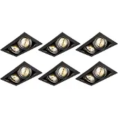 QAZQA Set van 6 inbouwspots zwart AR111 verstelbaar 2-lichts - Oneon