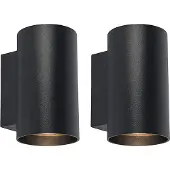 QAZQA Set van 2 moderne wandlampen zwart rond 2-lichts - Sandy