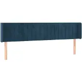 vidaXL Hoofdbord met randen 163x16x78/88 cm fluweel donkerblauw