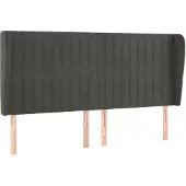 vidaXL Hoofdbord met randen 203x23x118/128 cm fluweel donkergrijs