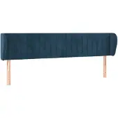 vidaXL Hoofdbord met randen 203x23x78/88 cm fluweel donkerblauw