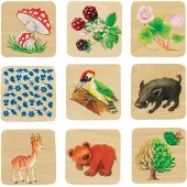 Goki Memory - Dieren Van Het Woud - Educatief - In Houten Kistje - 3 Jaar