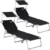 Casaria Ligbed Hawaï Set van 2 Antraciet Aluminium 195x60x30cm