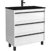Muebles Resh badkamermeubel 80cm wit mat staand met zwarte wastafel