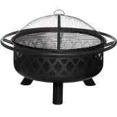 24.Se Vuurschaal met Grillrooster Ø67 cm – Luxe Fire Pit BBQ – Zwart/Brons – 91 cm