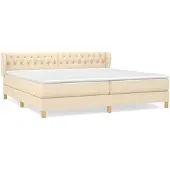 vidaXL Boxspring met matras stof crèmekleurig 200x200 cm