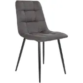 House Nordic Grijze Microfiber Eetkamerstoel met Zwart Stalen Poten