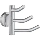 Smedbo 3-voudige Haak Zwenkbaar 9 Cm - Mat Chroom - Messing - Accessoires, Handdoekhouders, Handdoekhaken - 7391447086386