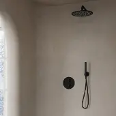 Saniclear Nero inbouw regendouche rond met 20cm hoofddouche en muurarm zwart mat