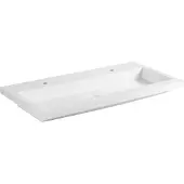 Saqu Straight Wastafel mineraalmarmer 100x51cm 1 bak 2 kraangaten mat wit
